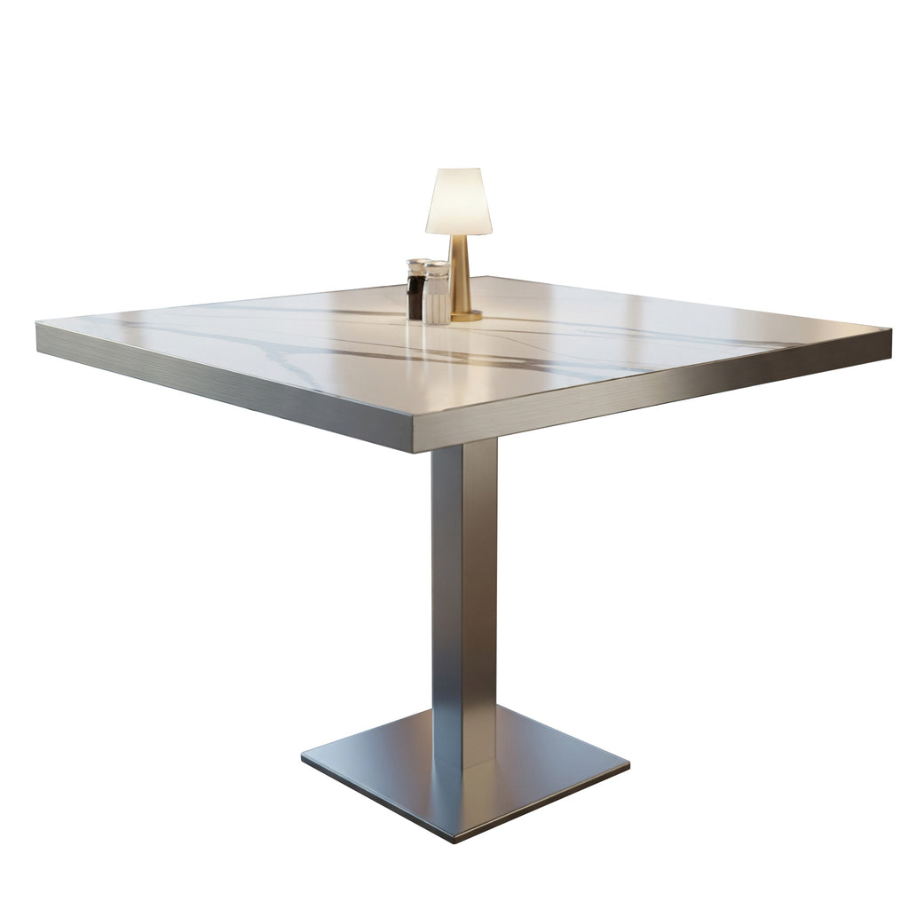 Rectangular dining table for 2 people - Sintered stone and stainless steel